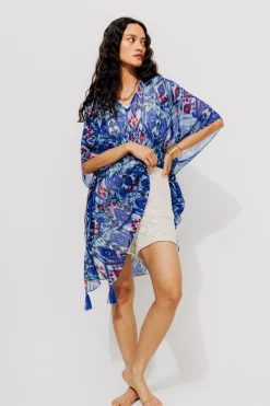 Promod Tunique de plage Femme - Imprimé bleu Imprimébleu Flash Sale