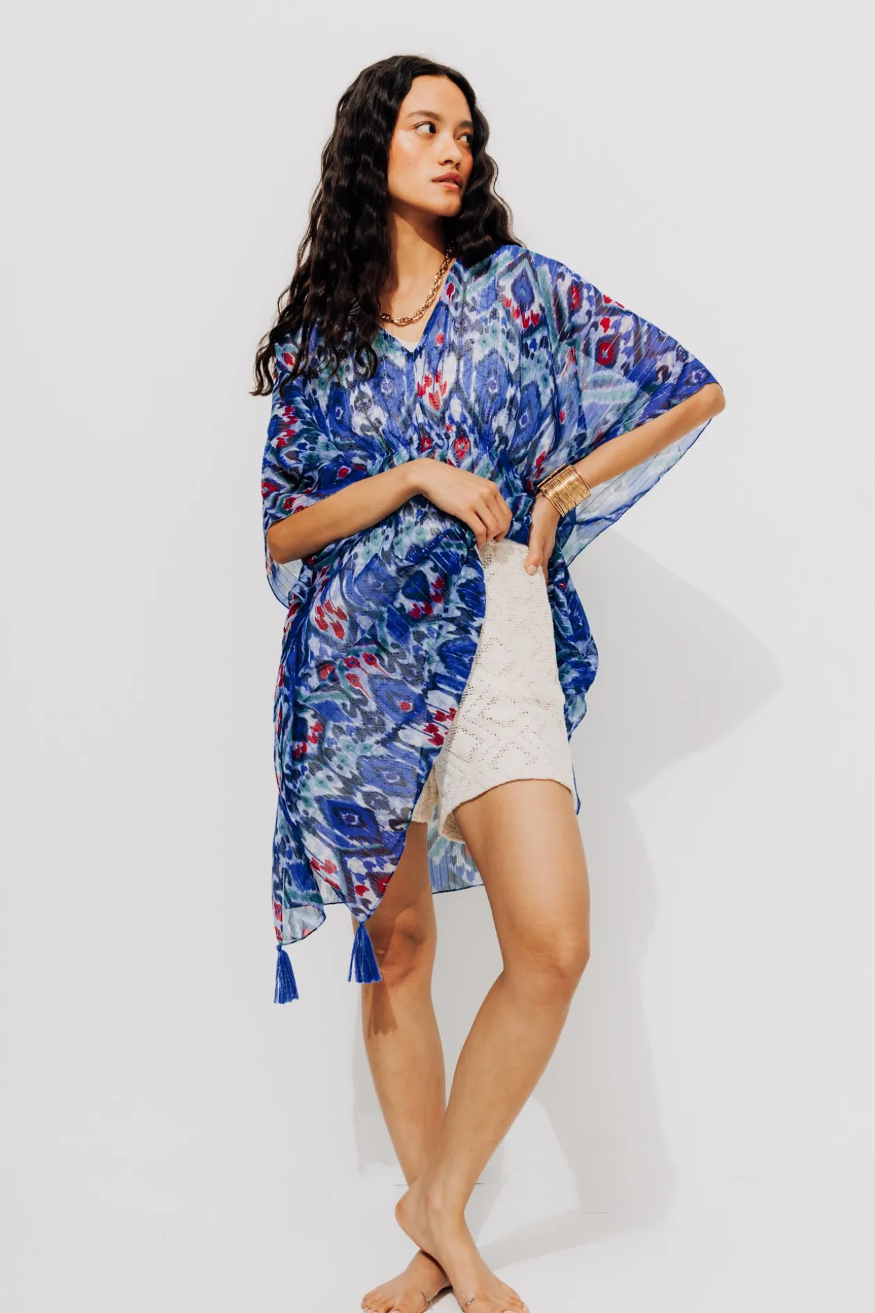 Promod Tunique de plage Femme - Imprimé bleu Imprimébleu Flash Sale