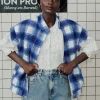 Promod Veste à carreaux et moumoute - Carreaux marine Carreauxmarine Flash Sale