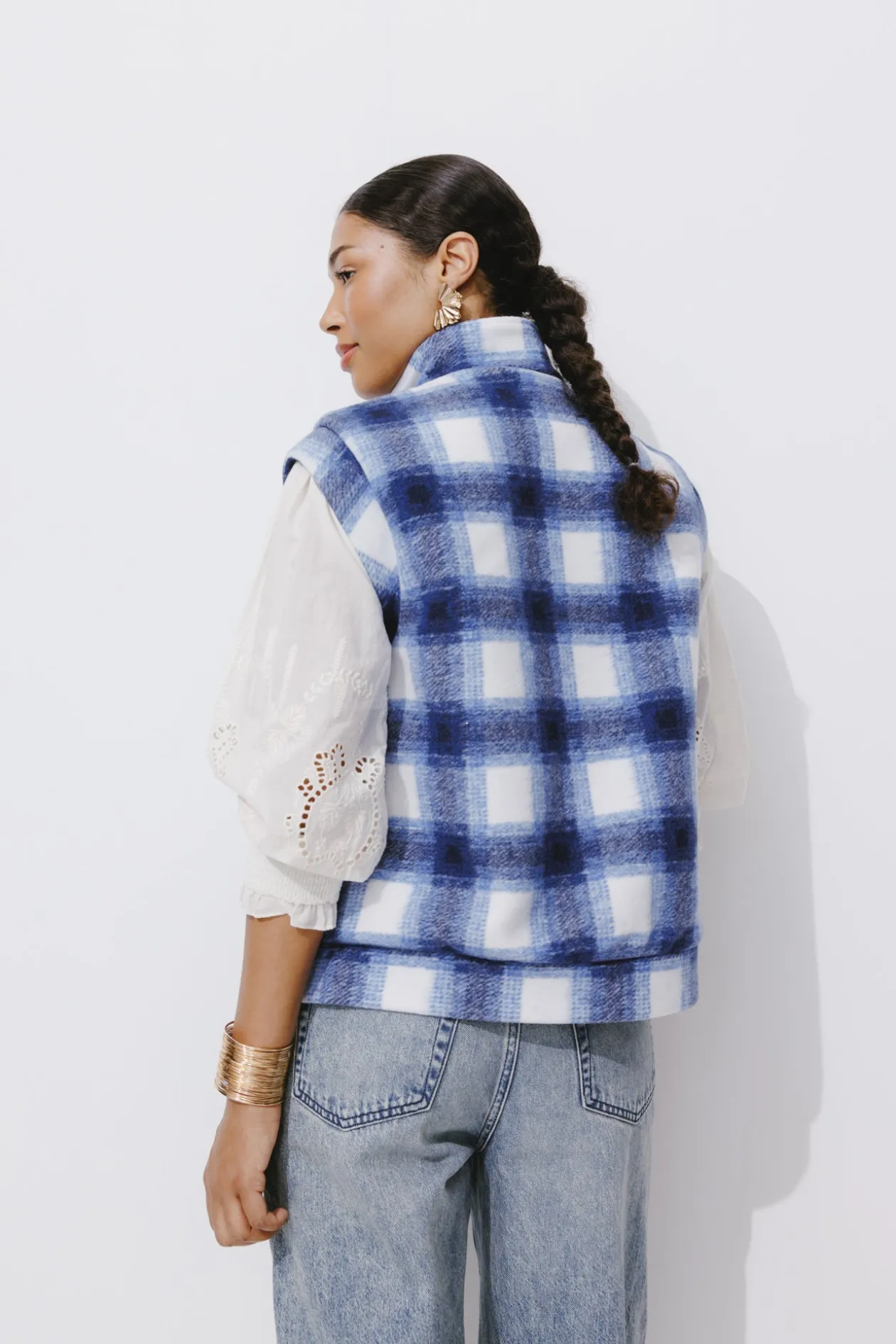Promod Veste à carreaux et moumoute - Carreaux marine Carreauxmarine Flash Sale