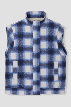 Promod Veste à carreaux et moumoute - Carreaux marine Carreauxmarine Flash Sale