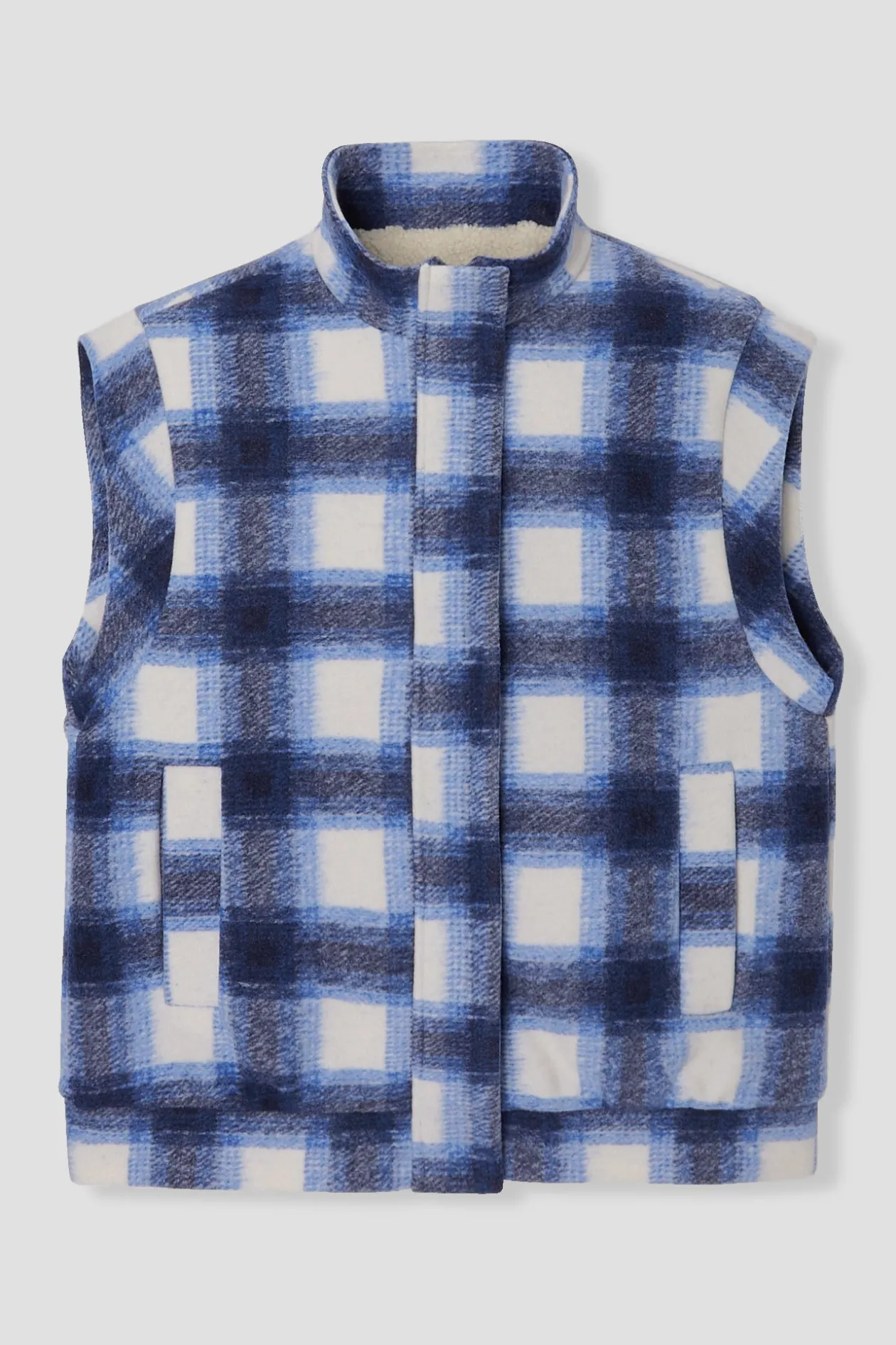 Promod Veste à carreaux et moumoute - Carreaux marine Carreauxmarine Flash Sale