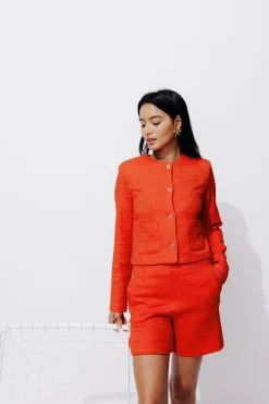 Promod Veste courte tweedée Femme - Rouge Best