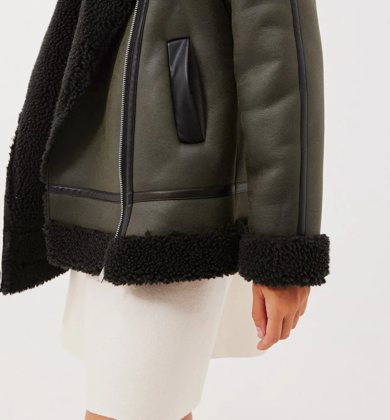 Promod Veste effet peau retournée - Kaki Clearance