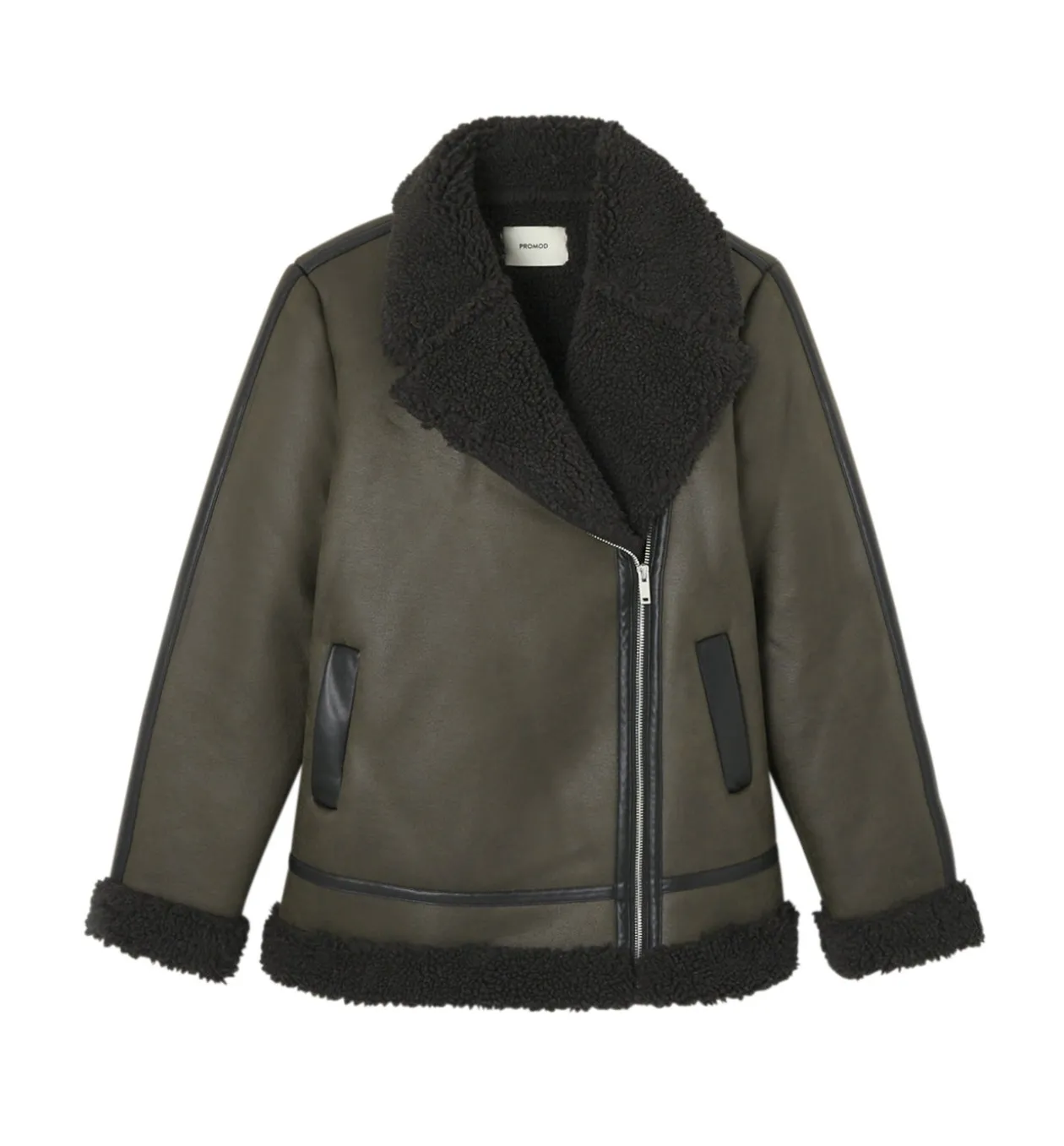 Promod Veste effet peau retournée - Kaki Clearance