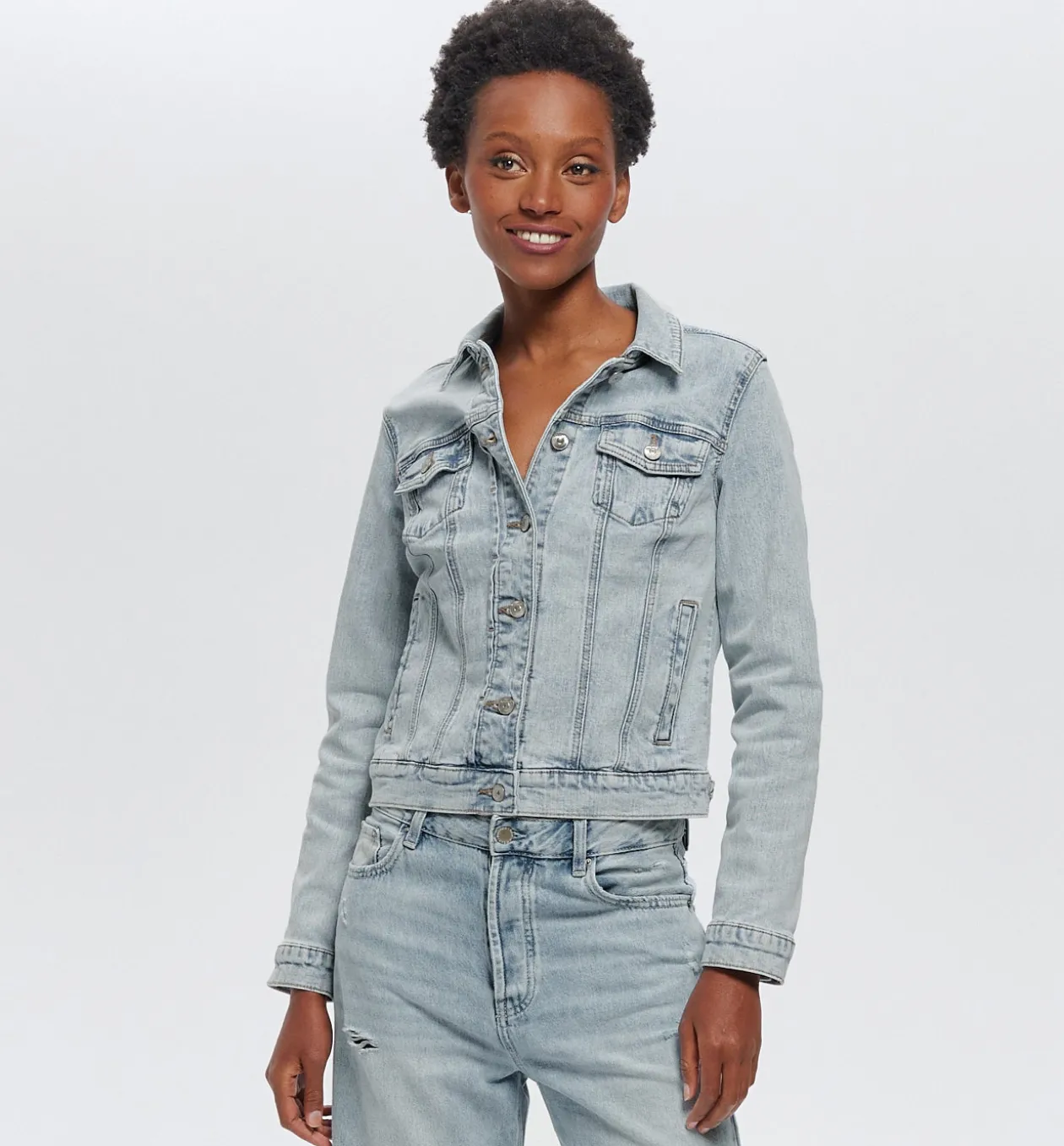 Promod Veste en jean Femme - Jean très clair Jeantrèsclair Best Sale