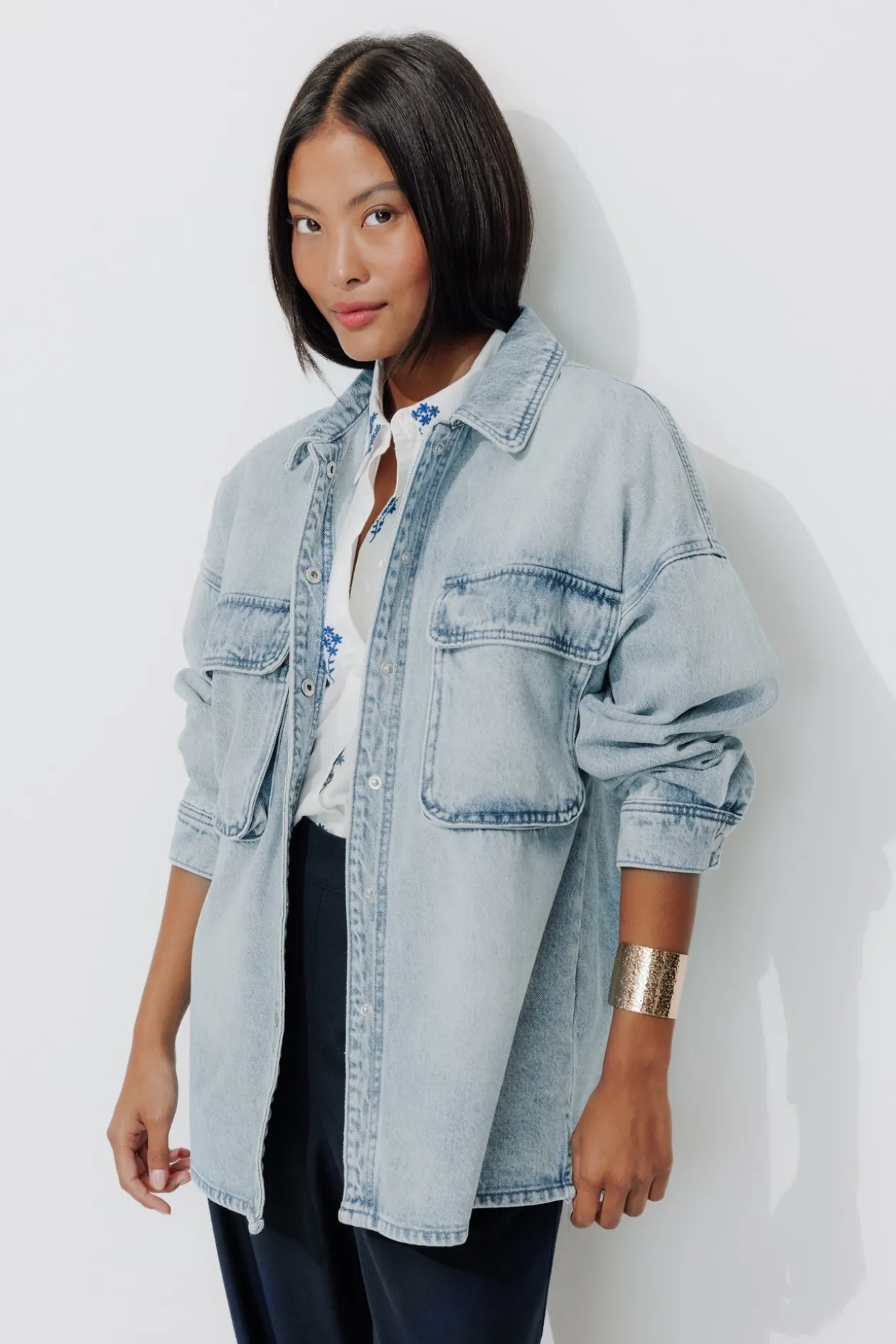 Promod Veste en jean oversize Femme - Jean moyen Jeanmoyen Shop