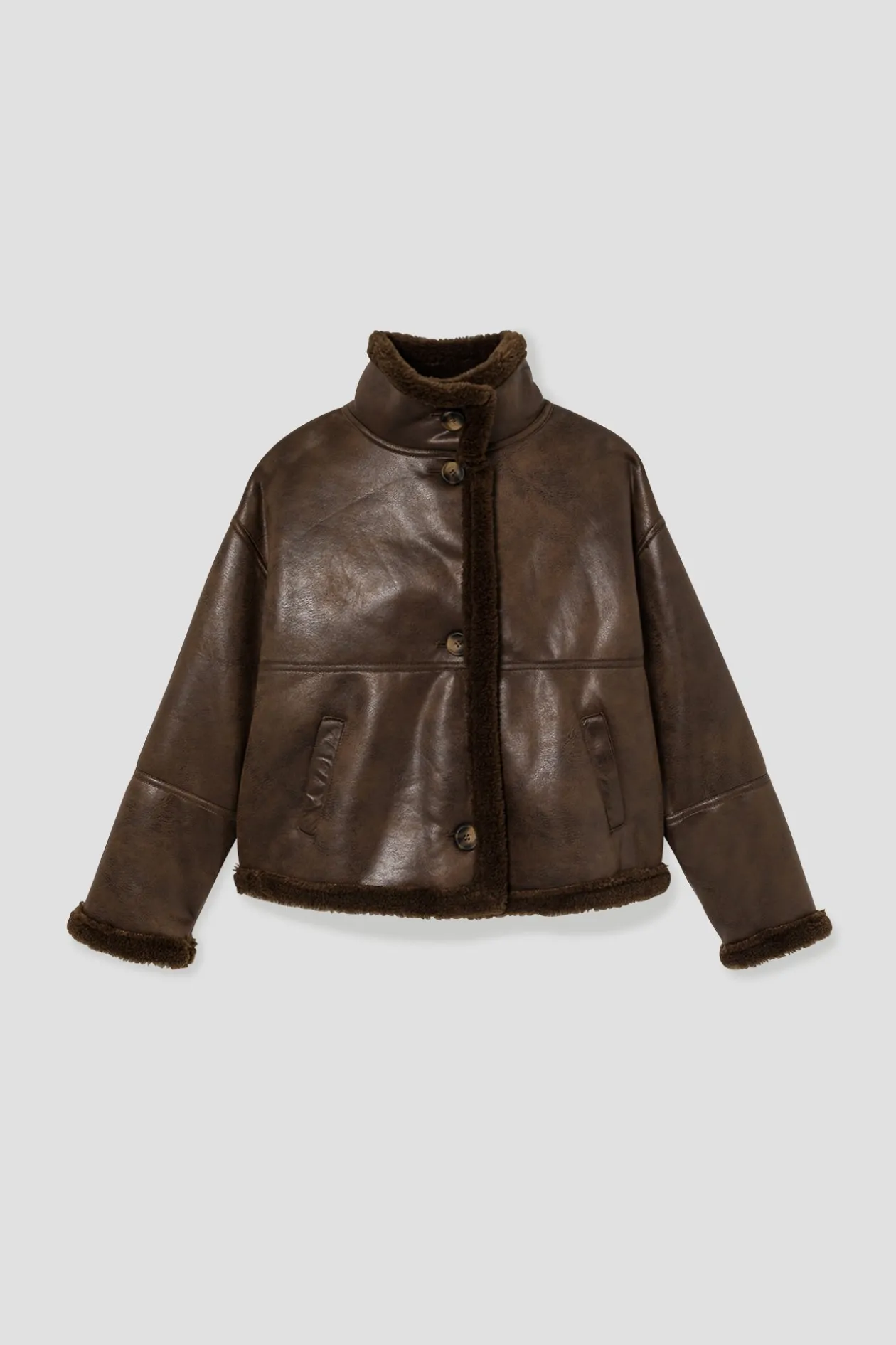 Promod Veste en moumoute retournée - Marron Cheap