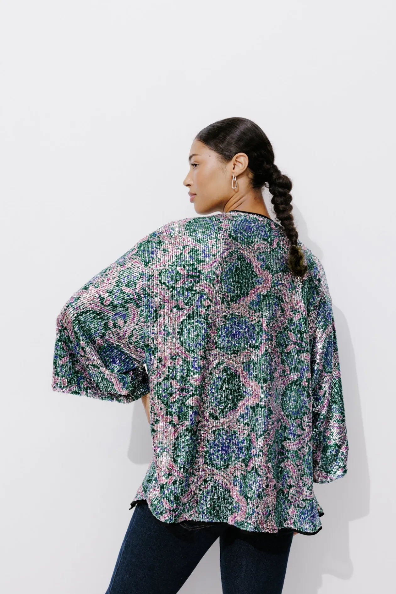 Promod Veste kimono à paillettes - Imprimé multicolore Imprimémulticolore Flash Sale