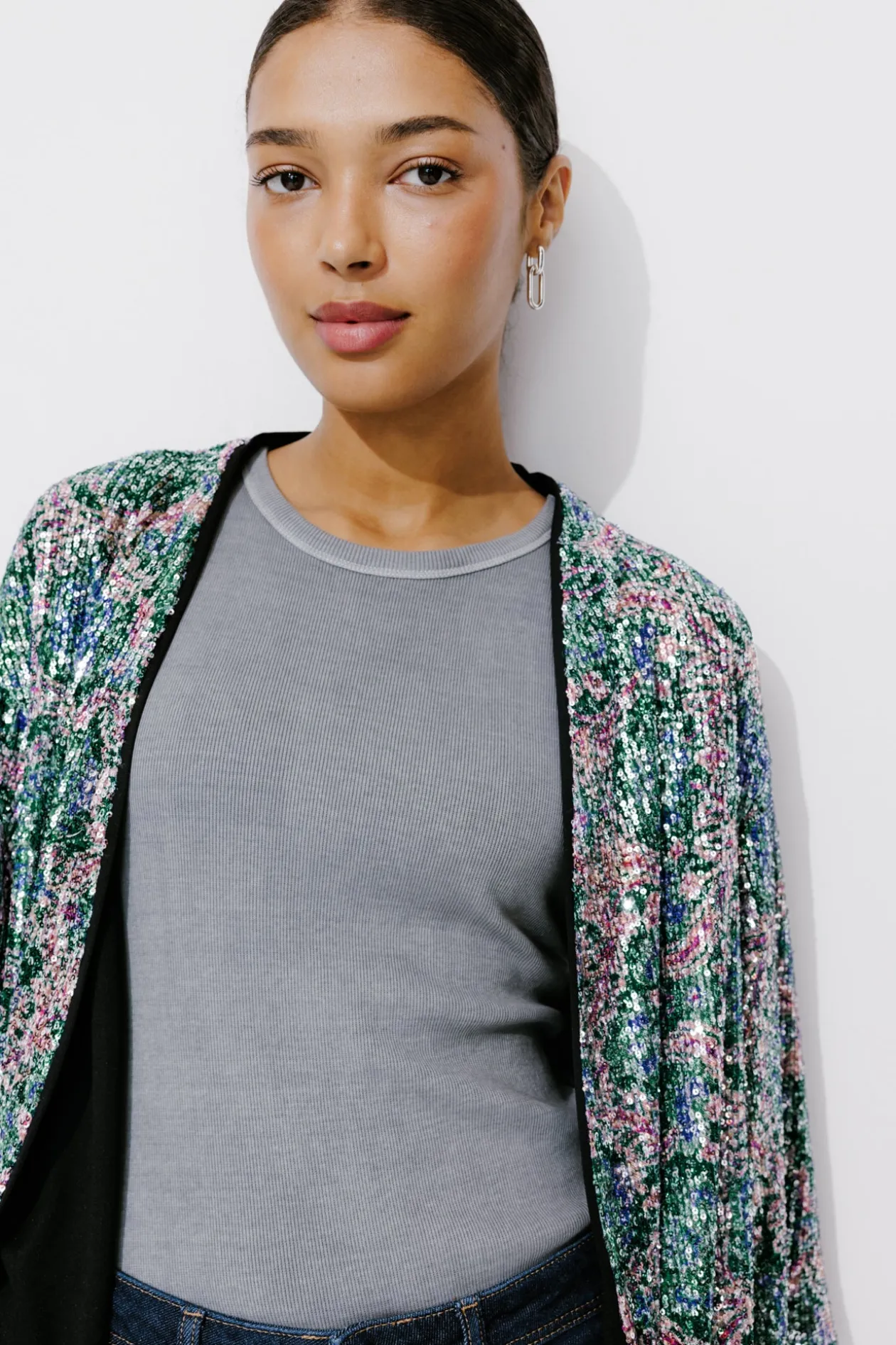 Promod Veste kimono à paillettes - Imprimé multicolore Imprimémulticolore Flash Sale