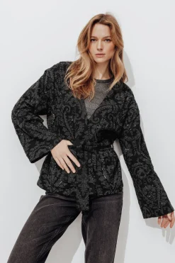 Promod Veste kimono en jacquard perlé - Imprimé marine Imprimémarine Cheap