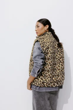 Promod Veste léopard et moumoute - Imprimé noir Impriménoir Store