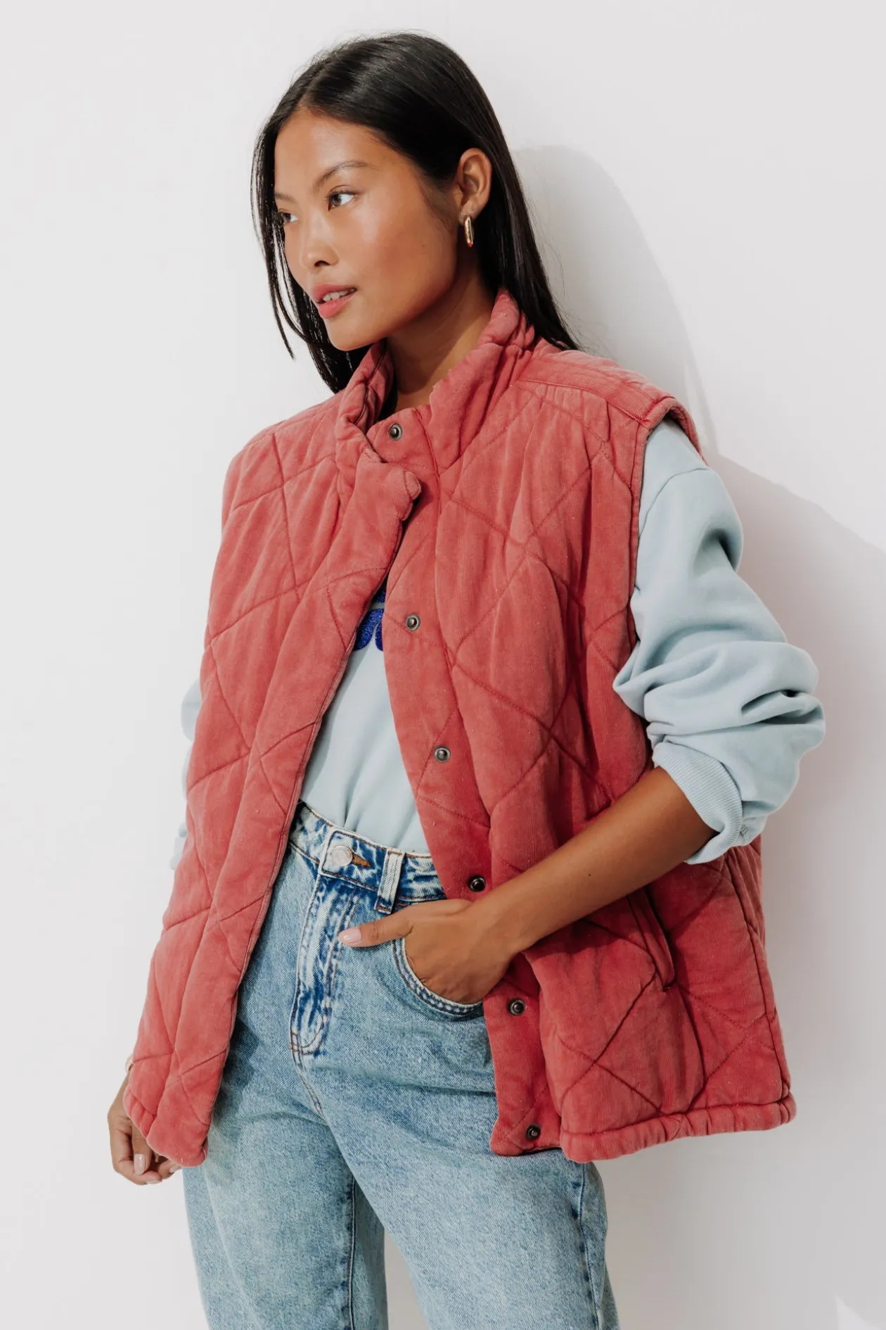Promod Veste matelassée en molleton - Framboise Fashion