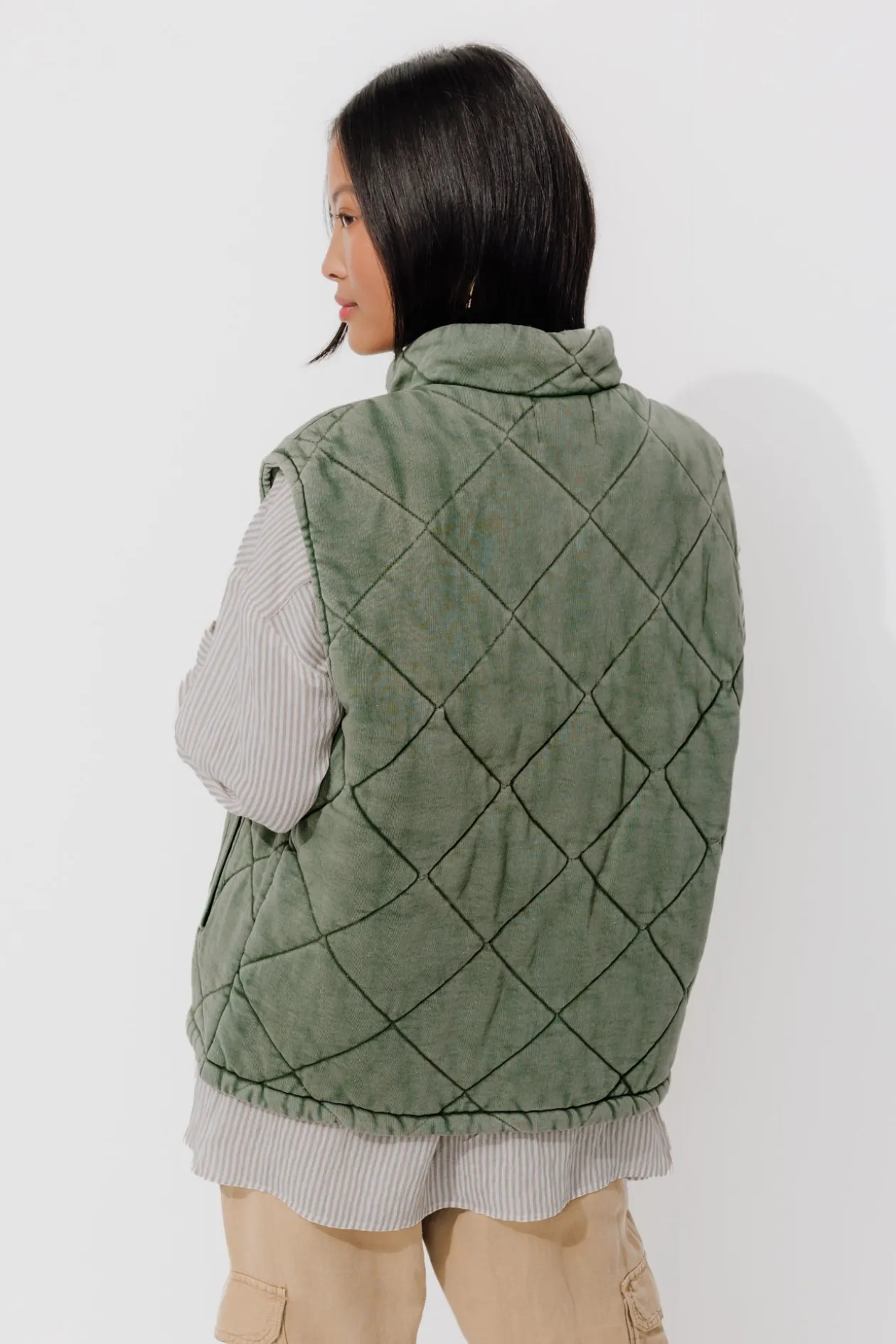 Promod Veste matelassée en molleton - Kaki Outlet