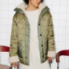 Promod Veste matelassée et moumoute - Kaki Cheap