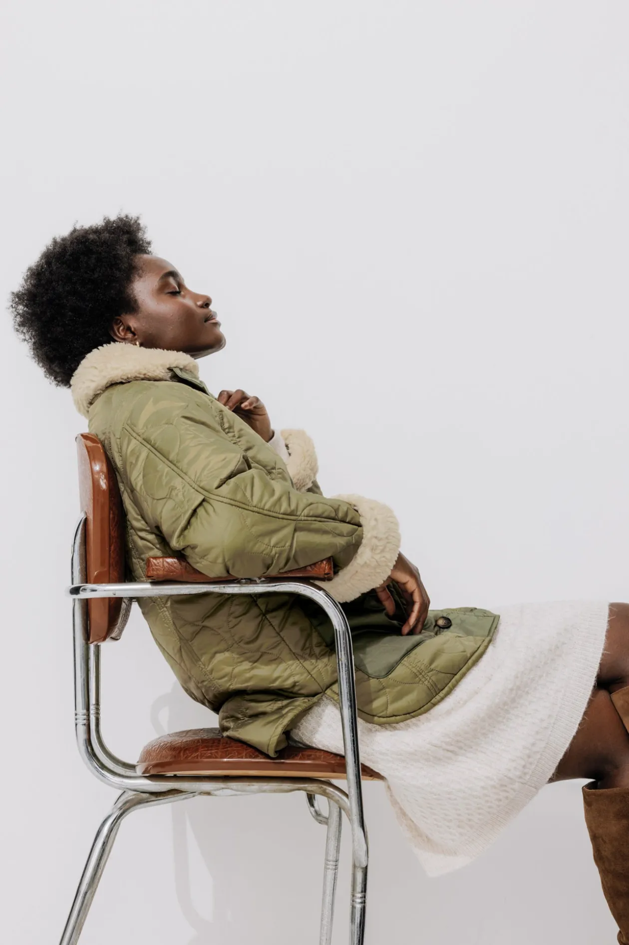 Promod Veste matelassée et moumoute - Kaki Cheap