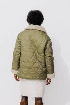 Promod Veste matelassée et moumoute - Kaki Cheap