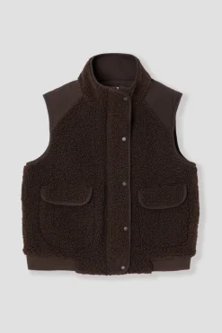 Promod Veste moumoute sans manches - Marron Outlet