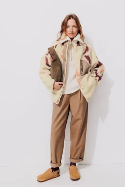 Promod Veste moumoute zippée oversize - Imprimé écru Impriméécru Hot