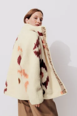 Promod Veste moumoute zippée oversize - Imprimé écru Impriméécru Hot