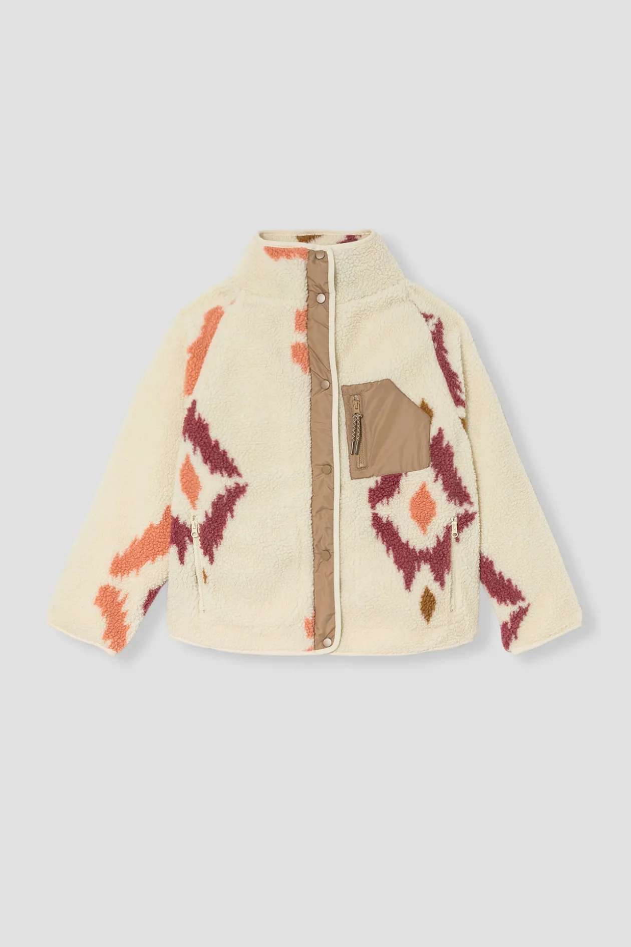 Promod Veste moumoute zippée oversize - Imprimé écru Impriméécru Hot