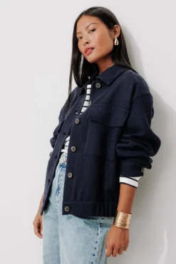 Promod Veste tweedée Femme - Marine Best Sale