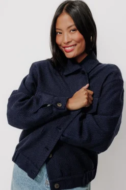 Promod Veste tweedée Femme - Marine Best Sale